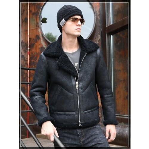 Mens Real Leather Jacket Short Winter Coat Men Genuine Leather Jacket Shearling Vintage Motorcycle Jackets 5265 KJ3291