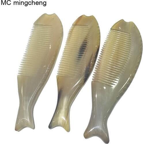 MC Natural Yak Horn Combs Professional Hairdressing Detangling Hair Brush Fish Shape Massage Comb Boutique Makeup Care Brushes
