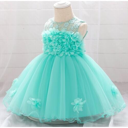2021 New Childrens Dress Three-dimensional Decal Infant 100-day-old Dress Hollow Mesh Yarn Childrens Dress
