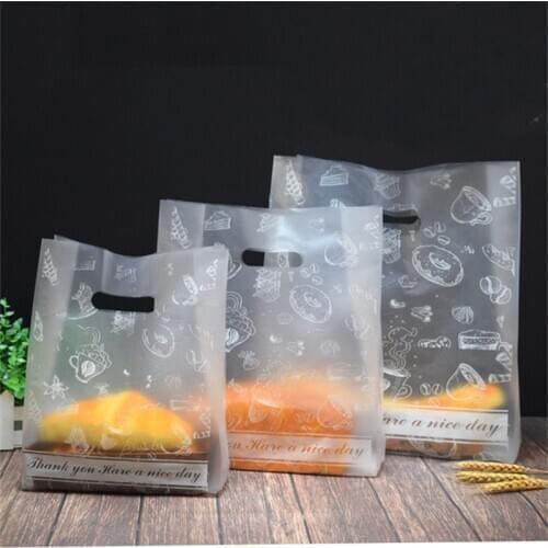 50pcs Little Daisy Plastic Gift Bags Storage Shopping Bags With Handle Christmas Wedding Party Favor Bag Candy Cake Wrapping Bag