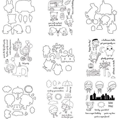 Clear Stamps And Cutting Dies Character Animals Dogs Monkeys Eating Ice Cream For DIY Scrapbook Photo Album Craft Card 2021 New