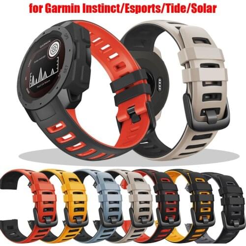 Silicone Watch Band Strap For Garmin Instinct/Esports/Tide/Solar Smart Watch Replacement Wristband Porous Anti-sweat Wrist Strap