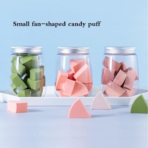 1 Bottle Sponge Powder Puff Small Fan-Shaped Candy Puff Canned Clean Skin-Friendly Beauty Egg Makeup Accessories