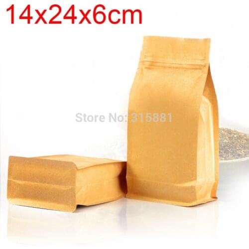 Kraft Paper Zip Lock Stand up Pouch Packing Bag 14x24x6cm 50pcs/lot