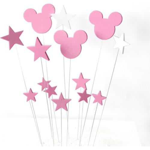1 Set Minnie Mouse Theme Birthday Cake Toppers For Kids Children Birthday Party DIY Baking Cake Decoration Accessory