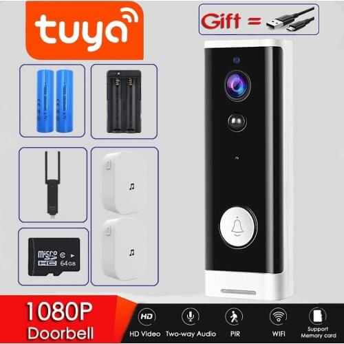 Tuya App 2MP Smart WiFi Video Doorbell Camera Visual Intercom with Chime Night vision IP Door Bell Wireless Home Security Camera