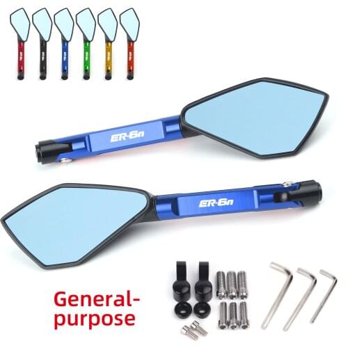 Universal Motorcycle mirror CNC side Rearview Blue Anti-glare ForKAWASAKI ER6N ER6F ER-6N