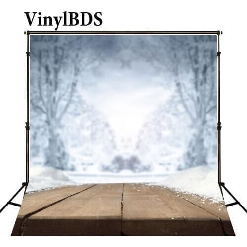 VinylBDS Wood Floor Background Photography Snow Scenery Forest Fond Photographine Studio Backdrops For Photo Shoot