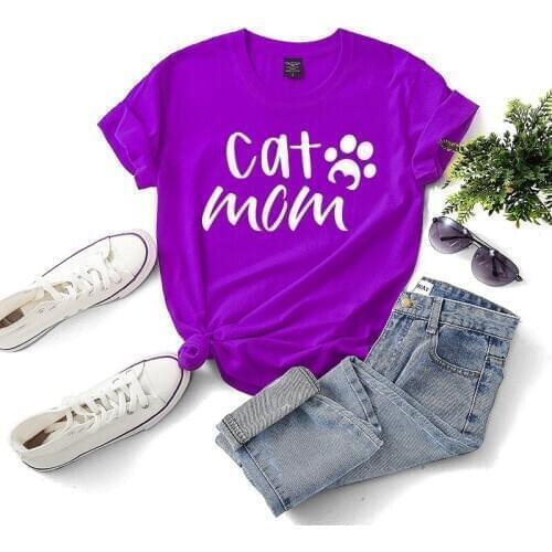 Women Animals Short Sleeve Tees Summer O Neck Tee Tshirt Casual Girl Tops Cat Mom Letter Printed T-Shirt Harajuku