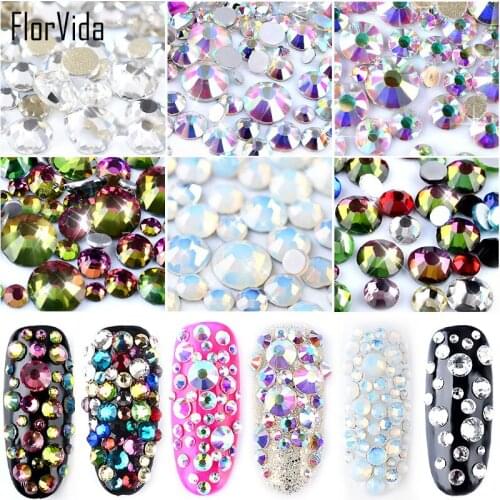 1pack AB Color Rhinestones Mixed Size Milky Transparent Gems Stone 3D Rhinestone nail accessories Beautiful Nail Decoration