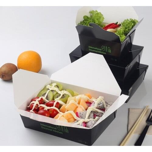 100 Pcs Gourmet kitchen Disposable food containers paper packing box packaging box food for fast food shop restaurant supplier