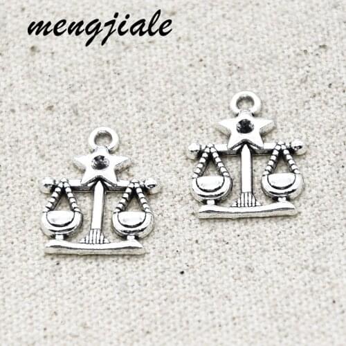 15pcs Antiqued Silver Libra Charms Alloy Metal Twelve Constellations Pendants For DIY Jewelry Accessories Making 22*18mm