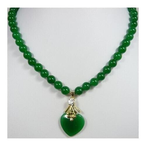 2 styles! beautiful 7-8mm green jade & green heart jade pendant necklace