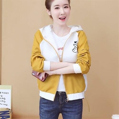 2021 Spring Autumn Fashion New Short College Style Thin Hooded Long-Sleeved Loose Baseball Uniform Jacket Female Trend H119