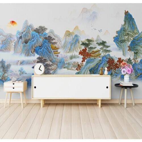 Custom 3D Photo Wallpaper Ink Mountain Water Landscape Mural New Chinese Style Bedroom Study Room Hotel Decoration Wall Painting