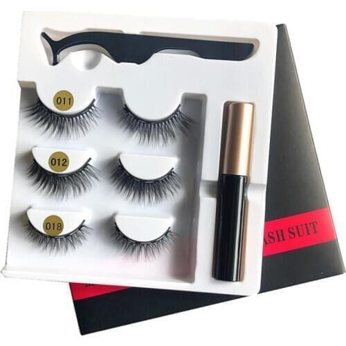 3D liquid eyeliner false eyelashes set female natural simulation glue-free quantum magnetic false eyelashes