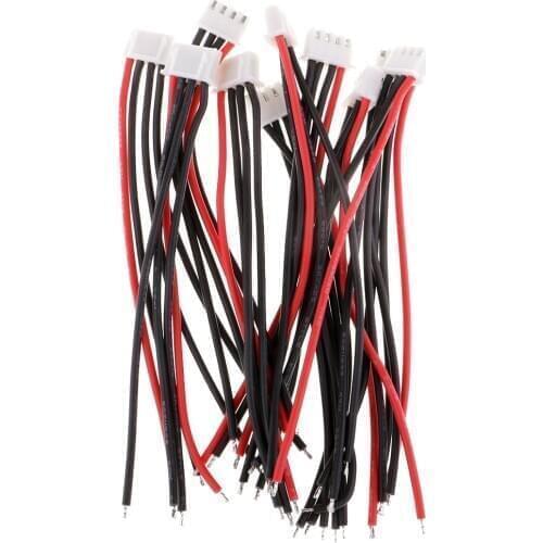 4" 22AWG Lipo Battery Balance Charger Cable Lead JST XH Plug, Set of 10pcs