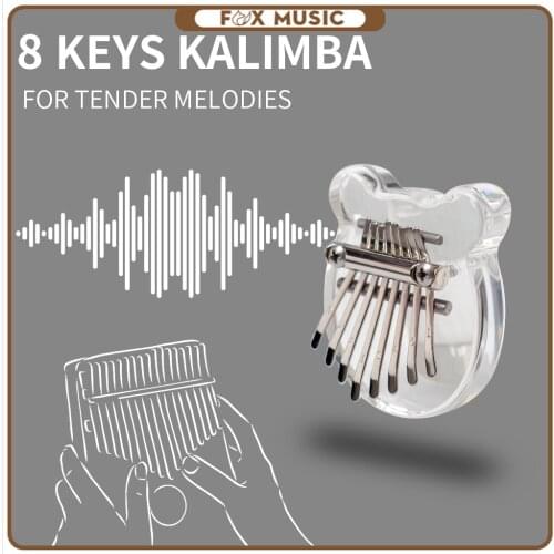 8 Keys Arcylic Kalimba Crystal Bear Shaped Clear Mini Kalimba Portable Finger Thumb Piano For Beginners