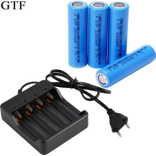 GTF Ncr18650 4 pcs 100% Original real battery capacity 2200 mah 3,7 v Rechargeable Li-Ion Rechargeable for Panasonic E + 1 pc ba