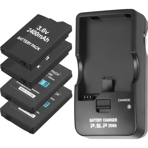 4Pcs PSP2000 Battery + LED USB Charger for Sony PSP2000 PSP3000 PSP 2000 PSP 3000 Gamepad PlayStation Portable Controller