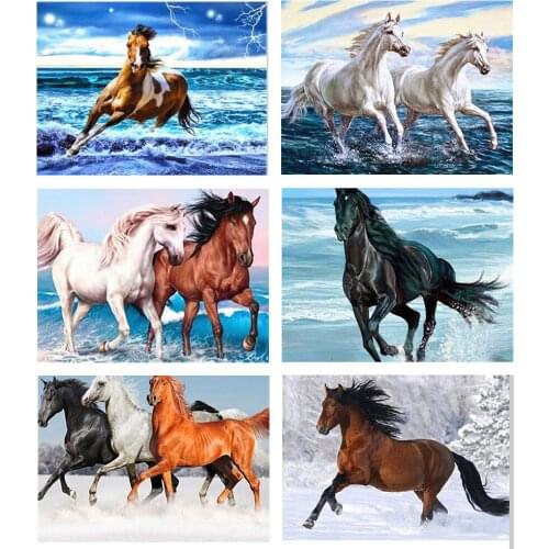 DIY Diamond Painting Full Square Diamant Embroidery 5D Mosaic Animal Art Cross Stitch horse Image Indoor Decoration Painting
