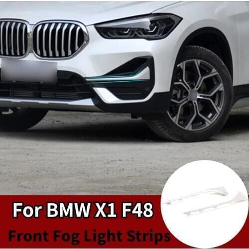 Car Accessories For BMW X1 F48 2019-20 ABS Chrome Front Fog Light Strips Trim Front Grille Exterior decoration Replacement parts