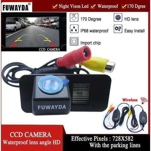 FUWAYDA Wireless Car Rearview cameraColor Parking Night Version170 Reverse HD CCD Camera for Ford Mondeo Fiesta Focus S-Max KUGA