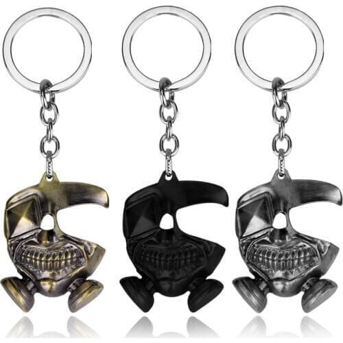 HEYu Anime Cartoon Tokyo Ghoul Keychain Kaneki Ken Mask Cosplay Pendant KeyRing Halloween Key Holder Trinket
