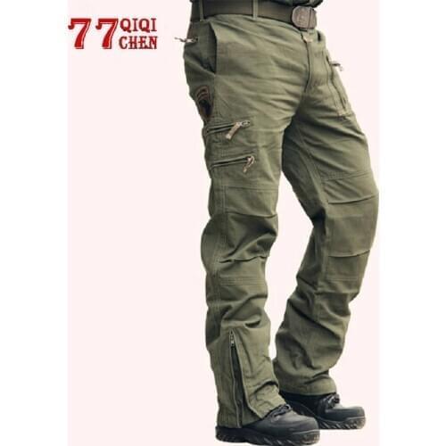 Military Tactical Pants Army Camo Jogger Plus Size Cotton Trousers hombre Multi-pocket Zipper Camouflage Black Mens Cargo Pants