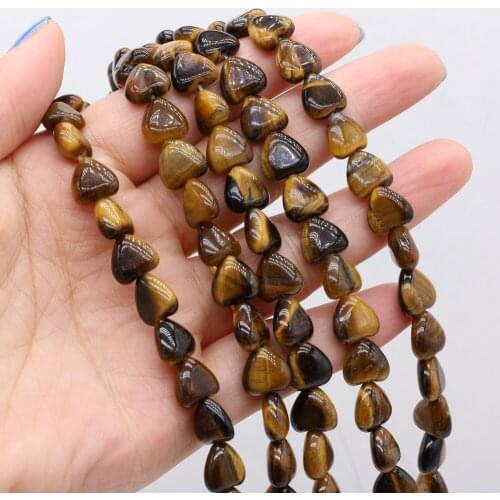 20pcs/lot Heart Shape Natural Tiger Eye Stone Beads Agates Loose Stone Beaded for Making Necklace Bracelet Accessories 10x10x5mm