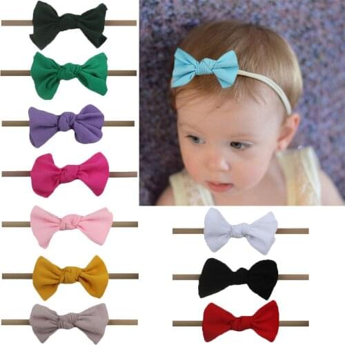 11 Pcs/lot Wholesale Comfortable Baby European And American Children Bow HairBand New Infant Accessories Children Bow Nylon