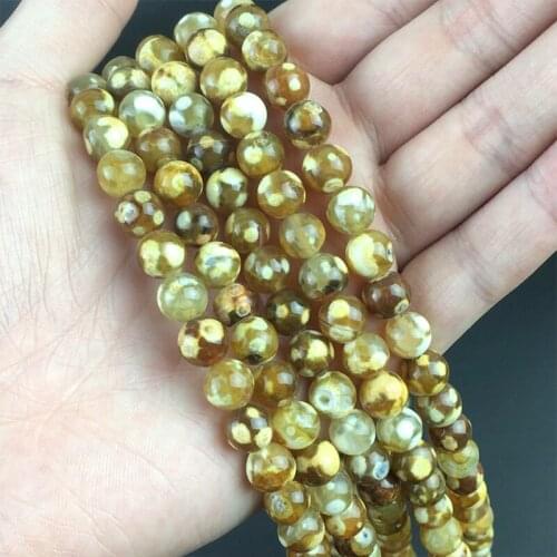 Natural Stone Brown Fire Dragon Veins Agates Onyx Round Loose Spacer Beads For Jewelry Making DIY Bracelet 15" 6/8/10mm