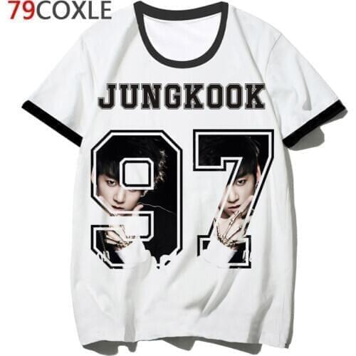 Jungkook Kpop t shirt harajuku male streetwear tshirt top school hop men clothing 2019 t-shirt for hip tee funny F4434