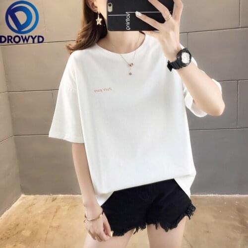Summer White T-Shirt Female Cotton Brand O-neck Short Sleeve T-shirts for Women High Waist Slim Stretch Sport Femme Solid Tops
