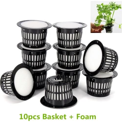 10Pcs Mesh Pot Net Cup Basket Hydroponic System Garden Plant Grow Vegetable Cloning Foam Insert Seed Germinate Nursery Pots