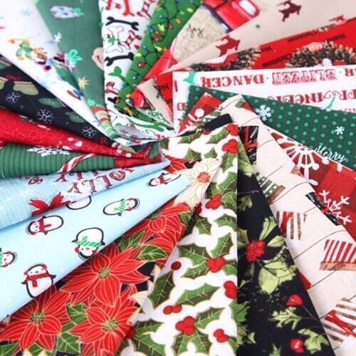 Christmas Pattern European Style Patchwork Cloth 5 Pieces/Set Cotton 20*25CM for Household Sewing Supplies Random Color