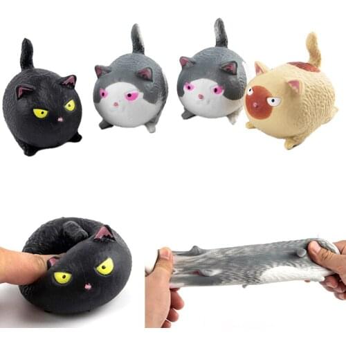 Anxiety Relief Toys Safe Cartoon Three-dimensional Cat Squeeze Finger Toy For Children Decompression Doll Prank Relief Vent Toy