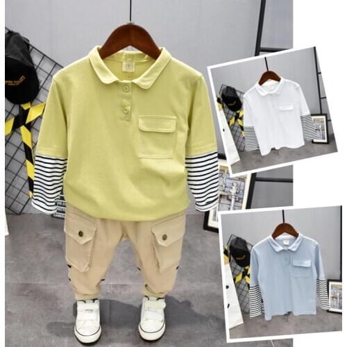 Boys Set 2020 New Boy Lapel Shirt Two-piece Suit Children Small Gentleman Wear Casual Clothes Childrens Clothing 2-7years
