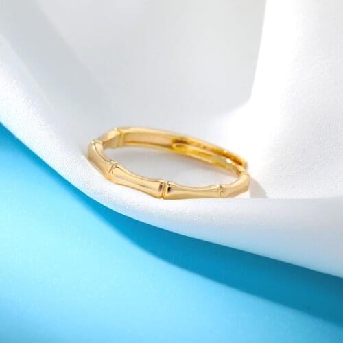 Creative Bamboo Shape Rings For Women Vintage Gold Stainless Steel Ring Wedding Couple Finger Rings Fashion Jewelry Party Gift