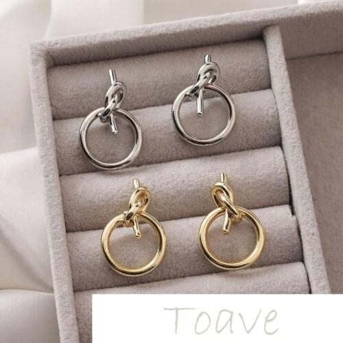 14K real gold plating round knotted silver needle earrings diy earrings hand-made material accessories