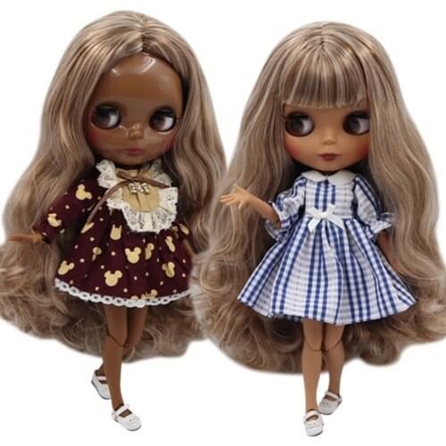 ICY DBS Blyth doll 30cm customized 1/6 bjd with brown mixed white hair nude joint body for girl gift BL3409158