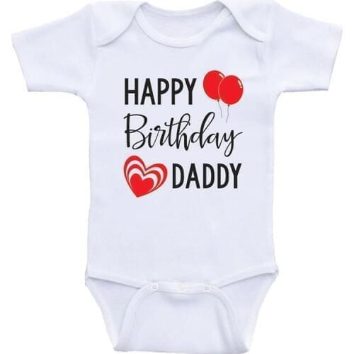 Summer Baby Onesies HAPPY Birthday DADDY MOMMY Short Sleeve Letters Toddler Rompers New Born Pajamas Ropa De Bebes Body Suit