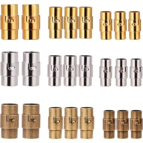 5pcs/lot 3 4 5 6 8 10mm Strong Magnetic Clasps With Locking Mechanism Fit Leather Cord End Cap DIY Bracelets Connectors Making