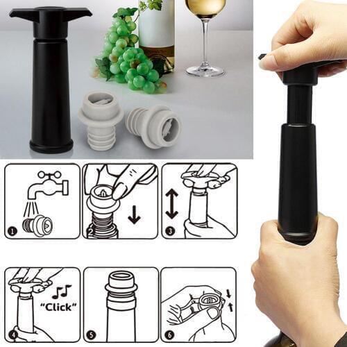 Reusable Wine Bottle Stopper Sealing Vacuum Air Pump Sealer Plugger Silicone Cap