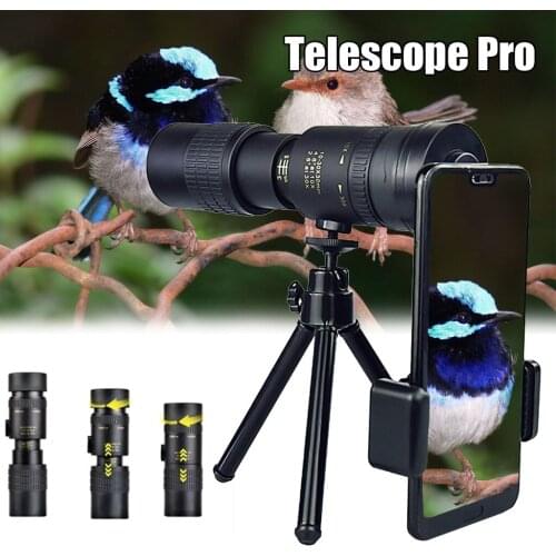 4K 10-300X40MM Super Telephoto Monocular Telescope Zoom Monocular Binoculars Pocket Telescope For Smartphone Take Picture