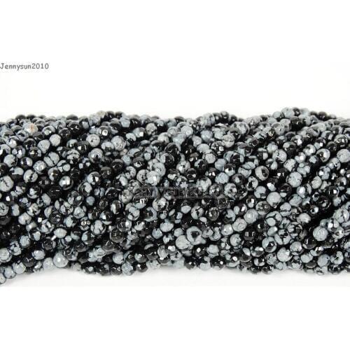 Natural Snow Flake Gems Stones 3mm Faceted Round Spacer Seed Beads 15.5'' Strand for Jewelry Making Crafts 5 Strands/Pack