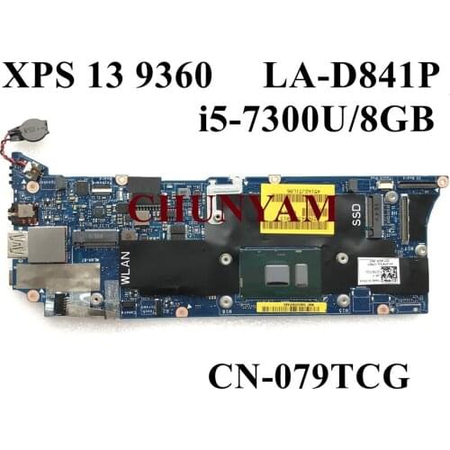 NEW LA-D841P i5-7300U 8GB FOR Dell XPS 13 9360 Laptop Notebook Motherboard CN-079TCG 79TCG Mainboard 100% tested