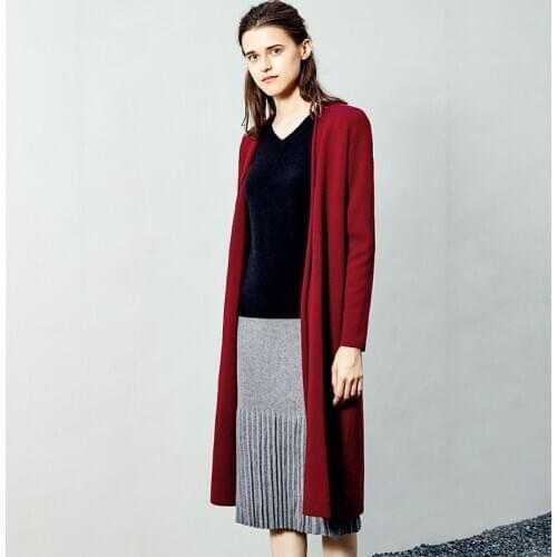 ZHILI 2018 New Autumn Winter Womens Long Thicken 100% Wool Cardigan Sweater