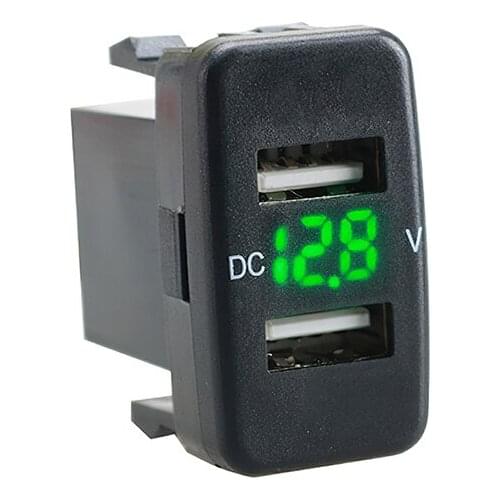 New Car USB Charger Socket Led Digital Display Car Charger Dual USB Port Fit for Toyota Driving Recorder Fast Charging