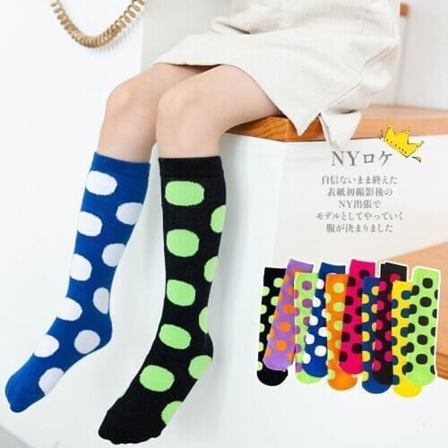 Girls autumn childrens stockings color big wave point over the knee stockings childrens no heel high tube stockings
